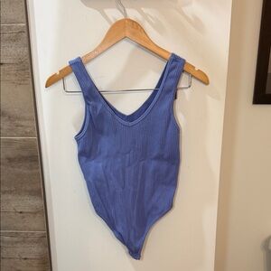Source Unknown Blue Ribbed Bodysuit